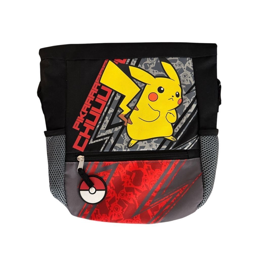 Pokemon Pikachu School Backpack Black Red Yellow Kids Bag w Pokeball Y2K‎ Design